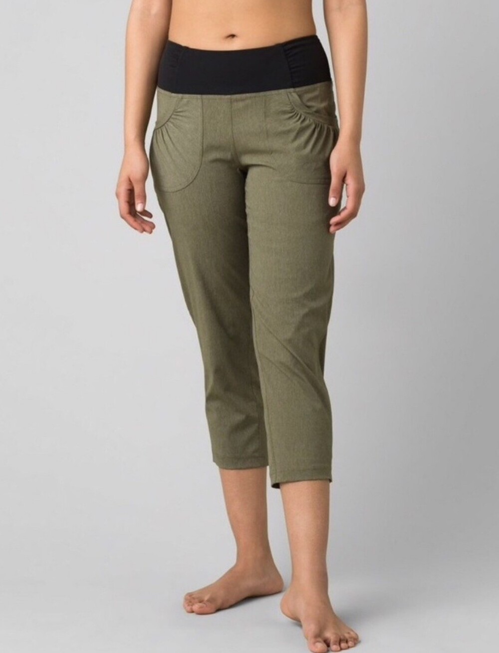 Prana Summit Capri Women's Cropped Pull On Active Hiking Yoga Pants Green Small